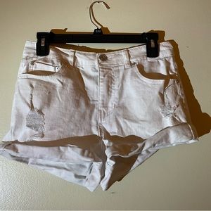 White High Rise Jean Shorts